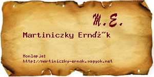 Martiniczky Ernák névjegykártya